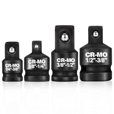 Imagem de Conjunto redutor de adaptador de soquete de impacto de 1/10.2 cm, 3/20.3 cm, 1/5.1 cm, 4 peças, adaptadores de conversão de acionamento de aço molibdênio cromado, para soquetes e chave de impacto