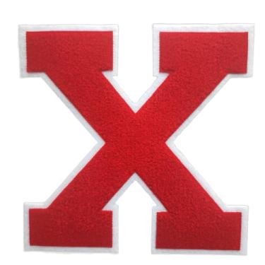 Imagem de 1 peça de patch vermelho de 16,5 cm de ferro em chenille com borda branca – Remendos do alfabeto para roupas, jaquetas, mochilas, chapéus para decoração personalizada, nome personalizado e artesanato