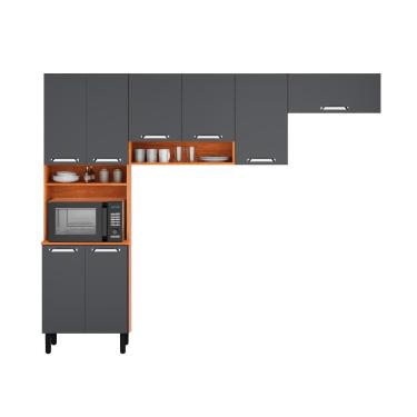 Imagem de Armário De Cozinha 254cm Grafite Em Madeira Itatiaia Vegas