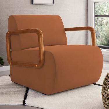 Imagem de Poltrona Decorativa Orgânica Living Kavya Veludo Terracota - Desk Design