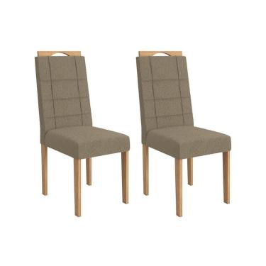 Imagem de Cadeira De Cozinha Flora 2cad150 Madeirado Kit 2 Un Carvalho-boucle Bege Fendi - Kappesberg