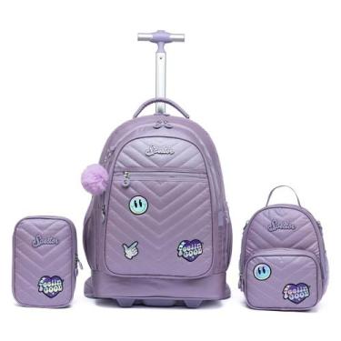 Imagem de Mochila Spector Feminina Borboleta Escolar Resistente Kit com estojo e