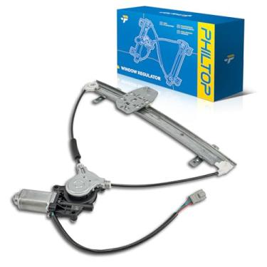 Imagem de PHILTOP Regulador de vidro elétrico dianteiro esquerdo do lado do motorista 741-300 com motor compatível com Honda Civic 2001 2000 2002 2003 2004 2005