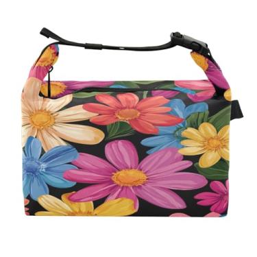 Imagem de STAYTOP Lancheira de margaridas coloridas com fivela de alça, lancheira isolada para meninos e meninas, lancheira térmica para trabalho escolar
