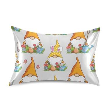 Imagem de Lindas fronhas de cetim de gnomos de Páscoa fofas personalizadas refrescantes King Queen fronhas padrão para cabelo e pele tamanho padrão 66 cm x 50 cm