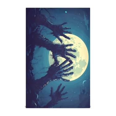 Imagem de Joisal Conjuntos de toalhas de cozinha Zombie Hands Toalhas de lavar louça altamente absorventes 71 x 45 cm com laço para pendurar