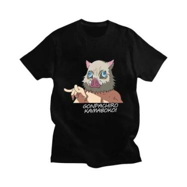 Imagem de Camiseta Unissex Harajuku Anime Demon Slayer Hashibira Inosuke Com Est