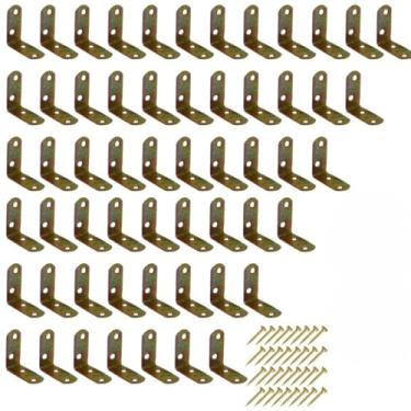 Imagem de Kit Peças Cantoneira L Reforço Moveis 30x30 Parafusos Cadeira Mesa Escrivaninha(30 Cantoneiras + 120 Parafusos)