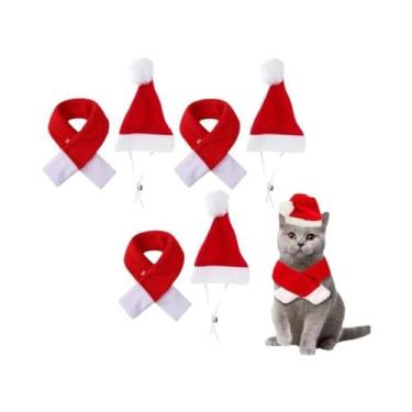 Imagem de Conjunto De Fantasia De Natal Para Cães Pequenos E Gatos: Gorro, Cache