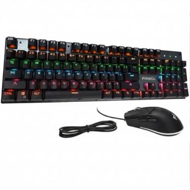 Imagem de Teclado Mecânico com Mouse Kit Gamer Friwol F30 Preto, 100% Mecanico,104 teclas, Conforto no Teclar, Som Mecânico Agradável, Precisão para Jogos e Digitação. Windows, Mac, ps4, ps5, Mouse 1600dpi.
