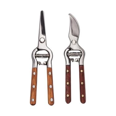 Imagem de Tesouras De Poda - Corte Tipo Bypass Robusto Manual | 2 Unidades de Tesoura de Jardim em Aço Inoxidável Manual - para Plantas Domésticas, Árvores Frutíferas, Ramos, Jardineiros ao Ar Livre,
