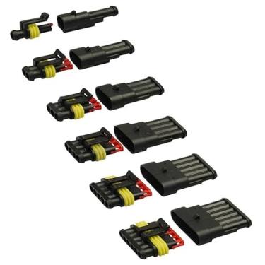 Imagem de 214 peças conector de fio automotivo impermeável 1/2/3/4/5/6 pinos motocicleta caminhão arnês macho fêmea kit de alicate de crimpagem