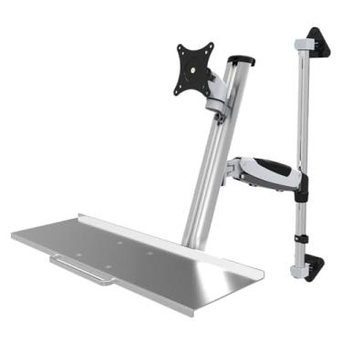 Imagem de BEGWVDJTP Suporte de monitor LCD para computador montado na parede com bandeja de teclado para escritório WS08 Rolamento de carga do produto: 4,5 kg