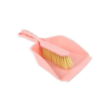 Imagem de Kit de Limpeza Doméstica 2 Peças – Pá e Escova de Plástico com Cerdas Firmes, Detalhe de Flores, Cores Sortidas, Encaixe Ergonômico e Cores Suaves para Casa, Cozinha e Escritório