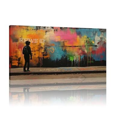 Imagem de Banksy Street Graffiti Wall Art, Banksy Graffiti Canvas, Banksy Graffiti Art Canvas, Graffiti Wall Art Prints, Banksy Mural - (40x80cm)16x32 polegadas sem moldura
