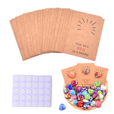 Imagem de Cartões de Dia dos Namorados com Pedras de Coração de Cristal Natural, Pacote com 24 Cartões de Troca de Sala de Aula para Crianças, Cartões de Amor Romântico, Tema You're A Gem of a Friend, Cartões
