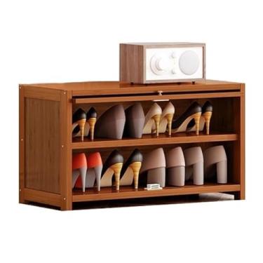 Imagem de HHHJQFAAT Sapateira organizador de sapatos para entrada, armário de sapatos de bambu de grande capacidade com porta dobrável, armário de armazenamento de sapatos moderno organizador de sapatos (3