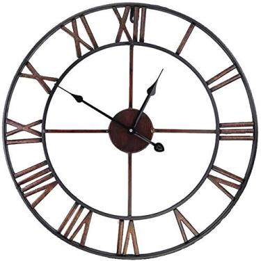 Imagem de U5GAAALPPQ9 Relógio de parede retrô 3D estilo europeu industrial mudo de vento com personalidade criativa nostálgico numerais romanos exibição moda relógio de parede decorativo