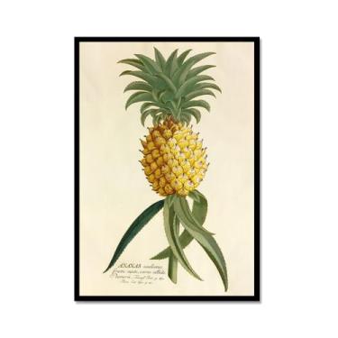 Imagem de Impressão botânica tropical vintage antigo palmeiras abacaxi pôster arte de parede pintura em tela imagem para sala de estar decoração de casa (SKU3,12 x 45,7 cm = (30 x 45 cm), moldura de metal preto