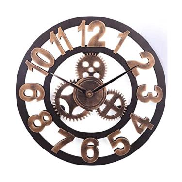 Imagem de Relógio de parede, relógio de parede, relógio ao ar livre, relógio de jardim, estilo europeu industrial ao ar livre, relógio de parede de ferro forjado, esqueleto, algarismos romanos, engrenagem