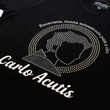 Imagem de BabyLook Feminina São Carlo Acutis Padroeiro Internet - Tenella, Preto