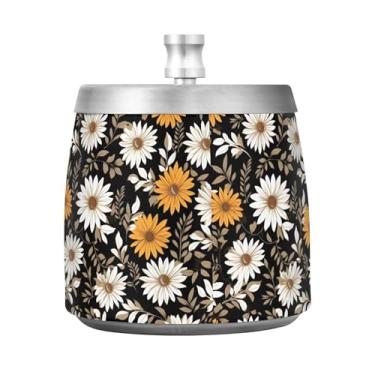 Imagem de STAYTOP Cinzeiro de margarida com tampa, cinzeiro de aço inoxidável à prova de vento, sem fumaça, cinzeiro grande para uso ao ar livre para decoração de escritório em casa