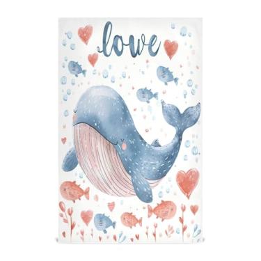 Imagem de Wassud Toalhas de cozinha toalhas de prato fofas de baleia de desenho animado 1 pacote de panos de prato macios com laço para pendurar toalha de mão de secagem rápida super absorvente toalhas de chá