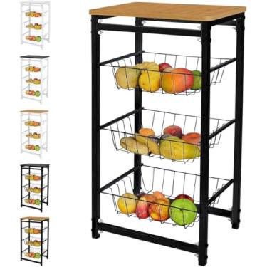 Imagem de Fruteira De Chao Cozinha Tampo Madeira Florenca de Ferro