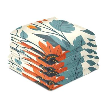 Imagem de Wassud Toalhas de cozinha laranja girassol toalhas de prato de cozinha pacote com 6 panos de prato macios com laço para pendurar toalha de mão super absorvente de secagem rápida toalhas de chá de mesa