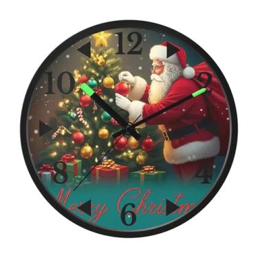 Imagem de STAYTOP Relógio de parede LED de Papai Noel para quarto com brilho noturno, relógios de parede silenciosos de 30 cm para decoração de sala de estar, controle de som, relógio de parede moderno que