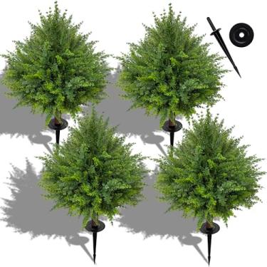 Imagem de 61 cm (A). Conjunto de 4 arbustos falsos resistentes a UV com pontas no solo, plantas artificiais para jardim, pátio, varanda frontal e decoração interna (4)