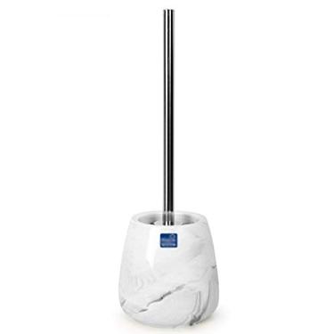 Imagem de Escova de vaso sanitário de cerâmica com base escova de vaso sanitário design moderno minimalista escova de banheiro limpeza conjunto de escova de vaso sanitário (redondo) escova de vaso sanitário e