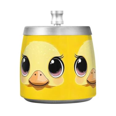 Imagem de STAYTOP Cinzeiro de pato fofo com tampa, aço inoxidável à prova de vento, sem fumaça, cinzeiro grande para uso ao ar livre para decoração de escritório em casa