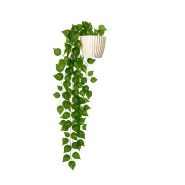 Imagem de Kit Vaso Decorativo com Plantas Artificiais Penduradas Verde para Parede Varanda e Sala(OFFWHITE)