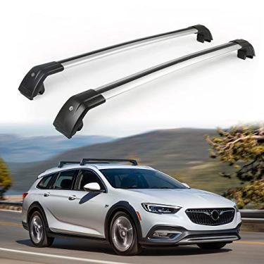 Imagem de YiXi-Partswell 2 peças de rack de teto travável barras transversais bagageiro alumínio apto para Buick Enclave 2018 2019 2020 - Prata