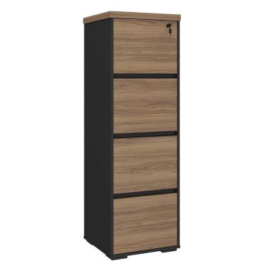 Imagem de Armário Para Escritório Com 4 Gavetas E Chave Arquivo Nogal/preto