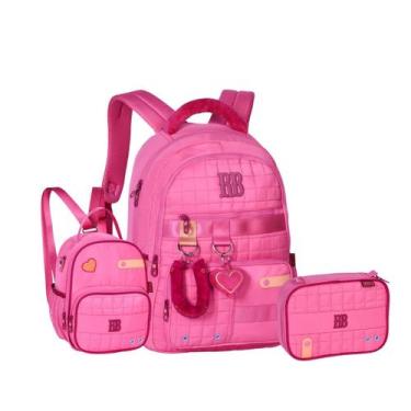 Imagem de Kit Mochila Costas Rebecca Bonbon Com Chaveiro De Pelúcia Original 202