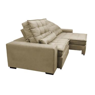 Imagem de Sofá Retrátil E Reclinável Com Molas Ensacadas Cama Inbox Gold 2,12m Tecido Suede Velusoft Bege