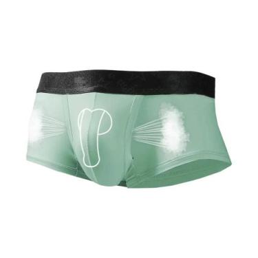Imagem de Cuecas Boxer Masculinas De Seda Gelada Finas De Verão Com Compartiment