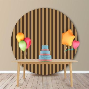 Imagem de Painel Redondo em Jacquard Preto e Dourado Listrado - Jacquard Tradici