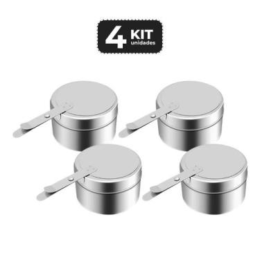 Imagem de Kit 4 fogareiro para rechaud em inox 9x16,5x6 cm - Chef Line