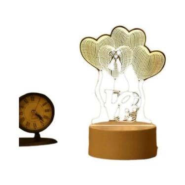 Imagem de Luminária De Noite LED 3D Romântica Para Crianças, Lâmpada De Mesa Par
