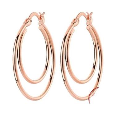 Imagem de Brincos De Argola Pendentes Em Prata Esterlina 925 Ouro Rosê Para Mulh