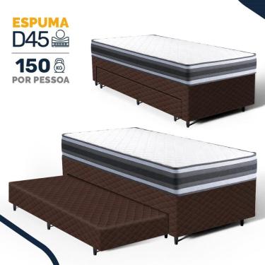 Imagem de Cama Box com Colchão de Espuma D45 Double Face Territory Hellen + Auxiliar de Espuma Unique Solteiro 88cm