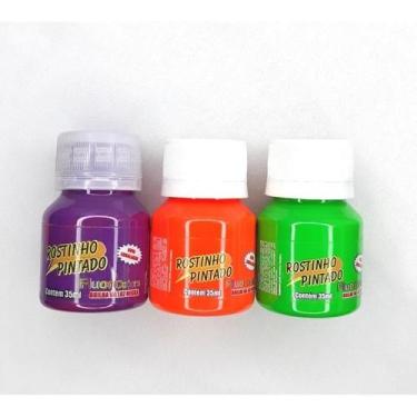 Imagem de Kit 3 Maquiagem Fluorescente 35ml Pintura Facial Neon Anvisa - Rostinh