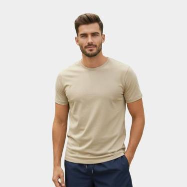 Imagem de Camiseta Masculina 100% Algodão Básica Premium Medson Cor:Bege claroTa