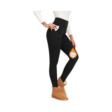 Imagem de Leggings Femininas De Cintura Alta Em Veludo Grosso Para O Inverno Com