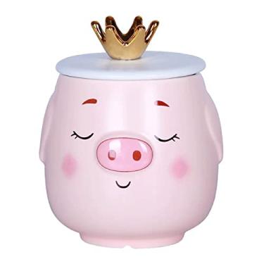 Imagem de Caneca de balão de ar quente com tampa, caneca 3D, xícara de café de cerâmica, xícara de chá de lua, presente de aniversário, escritório, casa (porquinho para dormir, 350 ml)