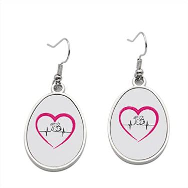 Imagem de Brinco de batimento cardíaco Pit Bull com coração rosa - Brincos pendentes para meninas - Presente de festa de aniversário dos namorados