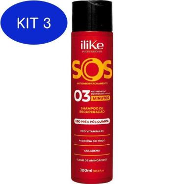 Imagem de Kit 3 Ilike Sos Shampoo - 300Ml